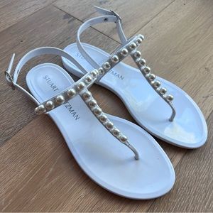 Stuart Weitzman Goldie Jelly Sandals White Sz 8